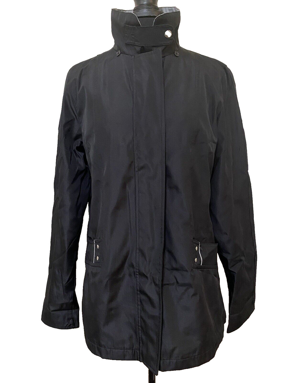 Vtg White Stag Black Wind Breaker Jacket Womens Med (8-10) Preppy Rain Coat